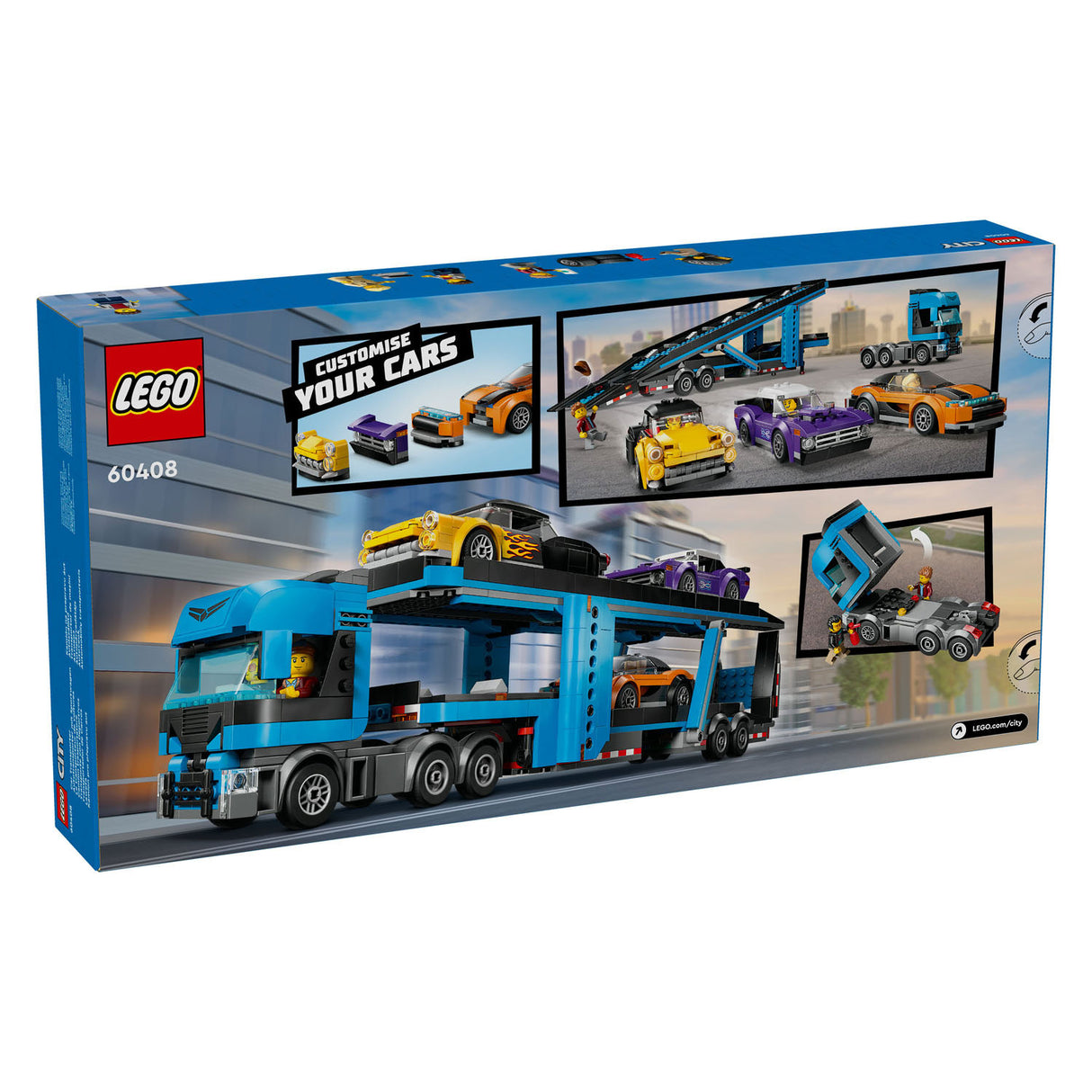 Lego City 60408 Veicolo di trasporto con auto sportive