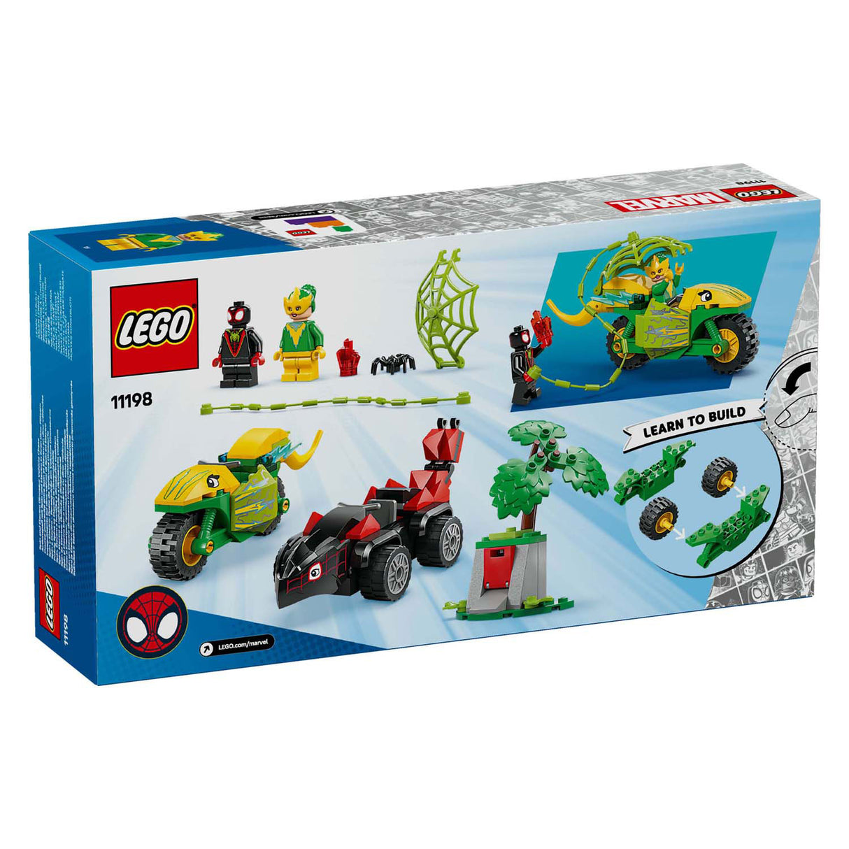 Lego spidey 11198 spin en electro achtervolging met dinosaurusvoertuigen