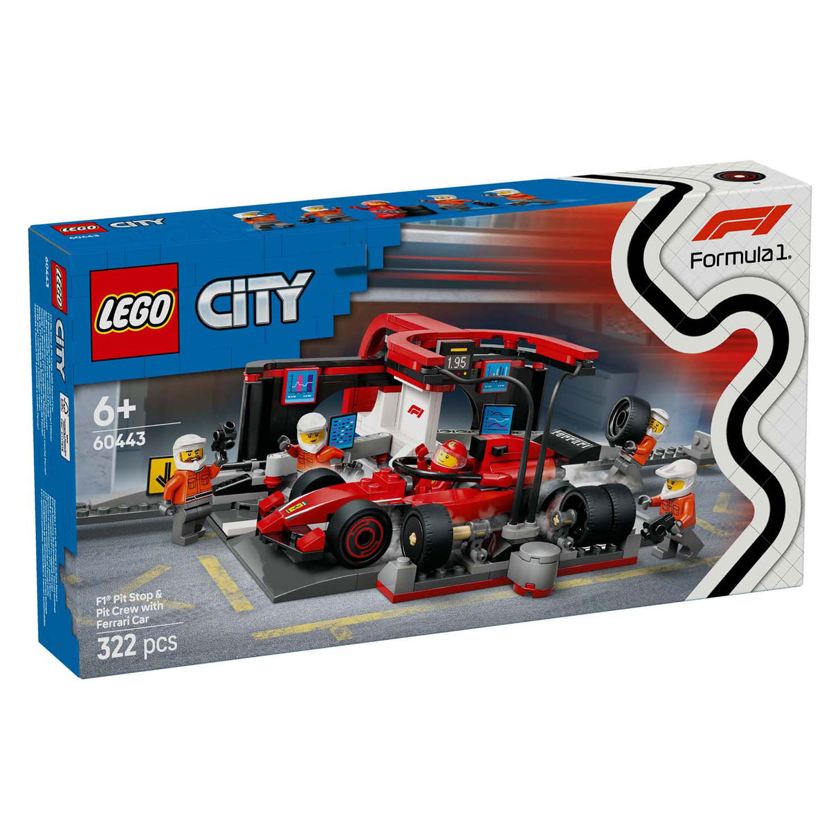 Lego City 60443 F1 Pit Stop and Pit Crew with Ferrari Car