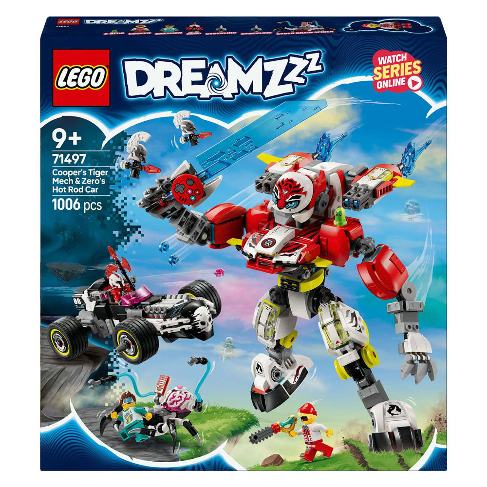 Lego dreamzzz 71497 coopers tiger mech og zero's hot rod bil