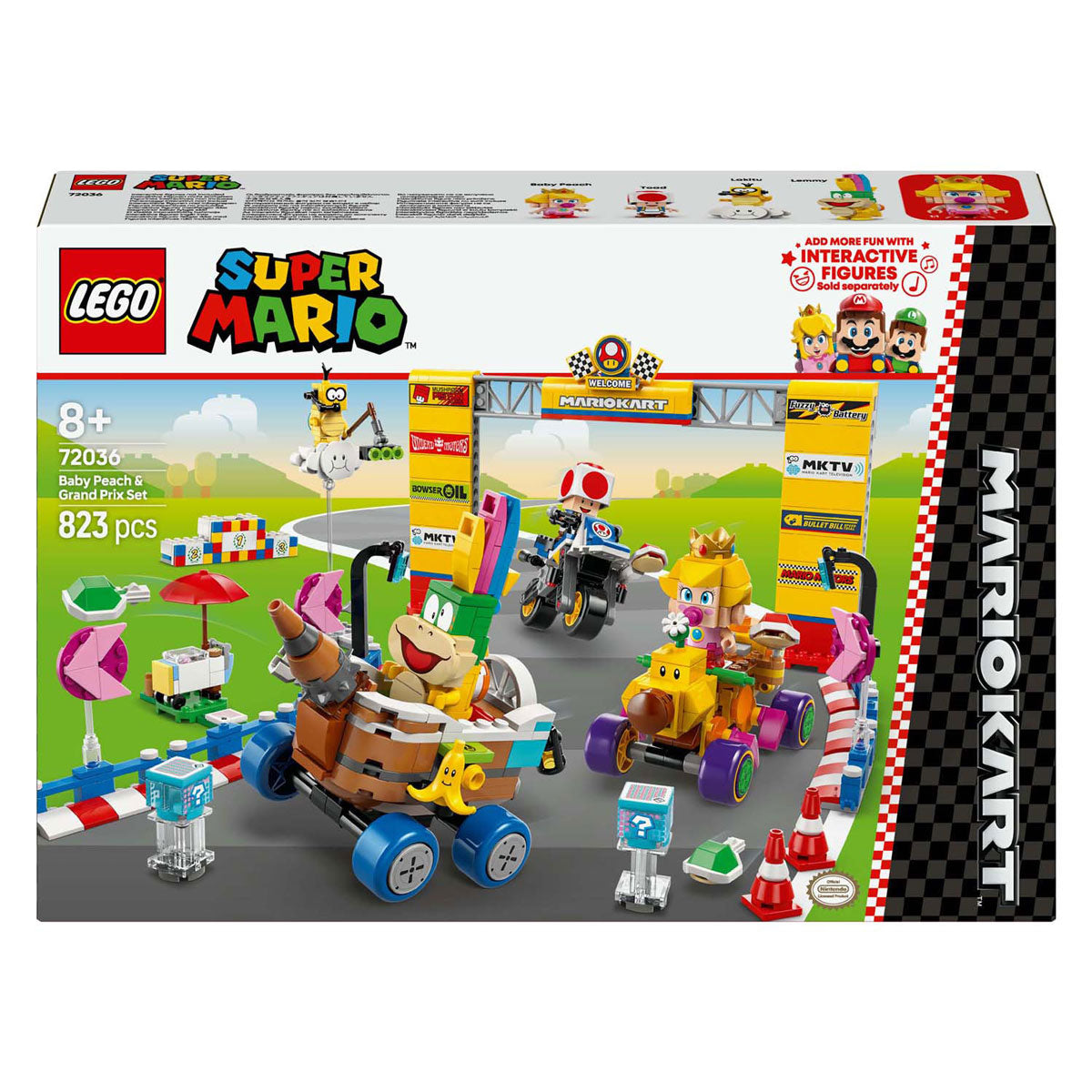 Lego super mario 72036 mario kart baby peach and grand prix set