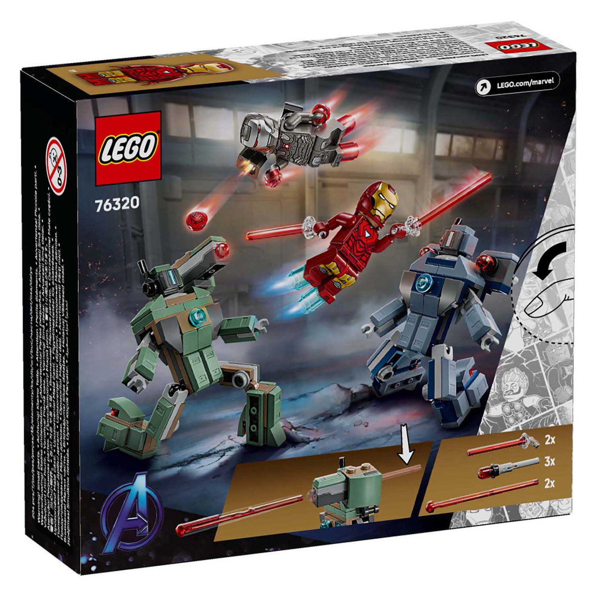 Lego Super Heroes Marvel 76320 Iron Man i machina wojenna kontra drony-młoty