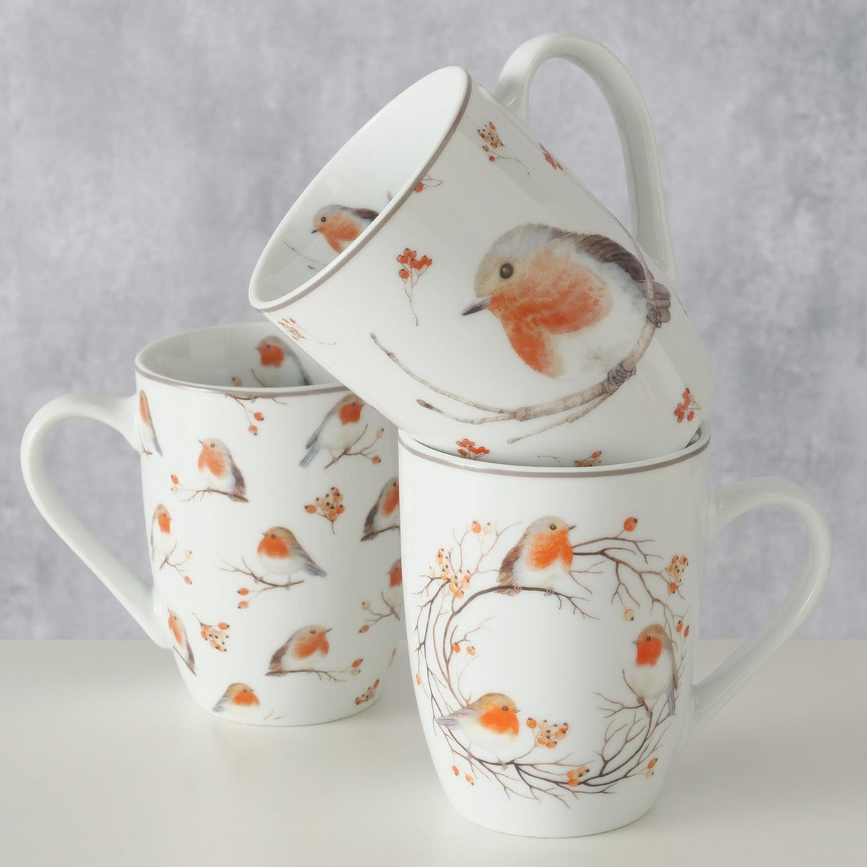 Boltze home beker ruby roodborst 330ml porselein