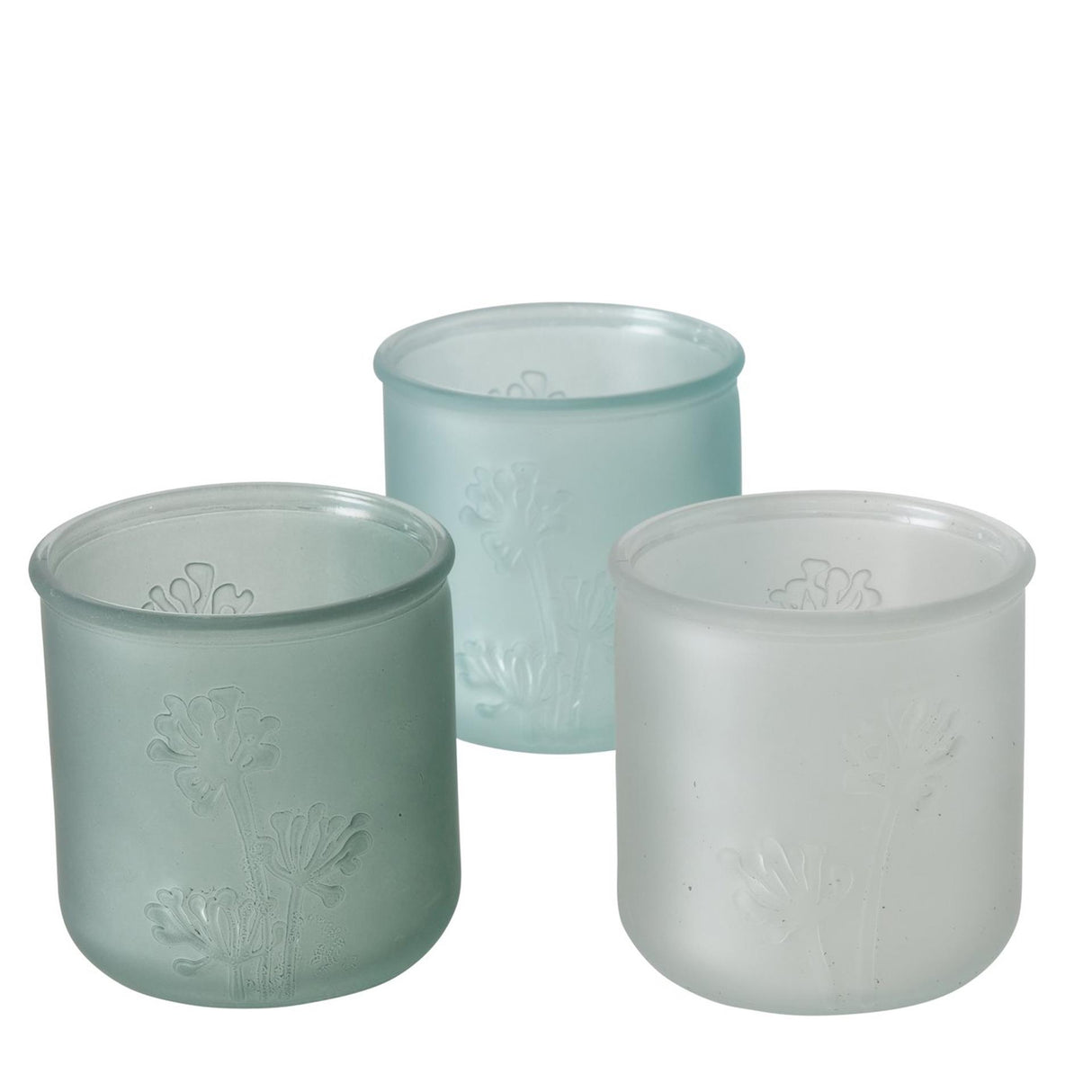 Boltze home theelichthouder mat glas met bloemprint