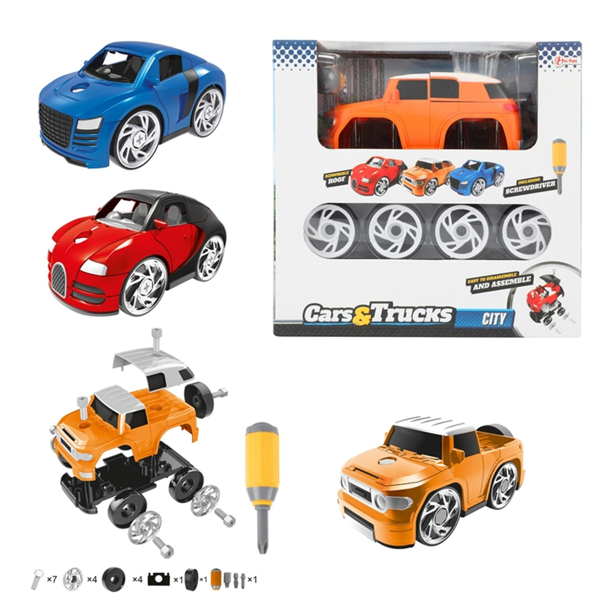 Toi-toys toi toys auto met 4 losse wielen