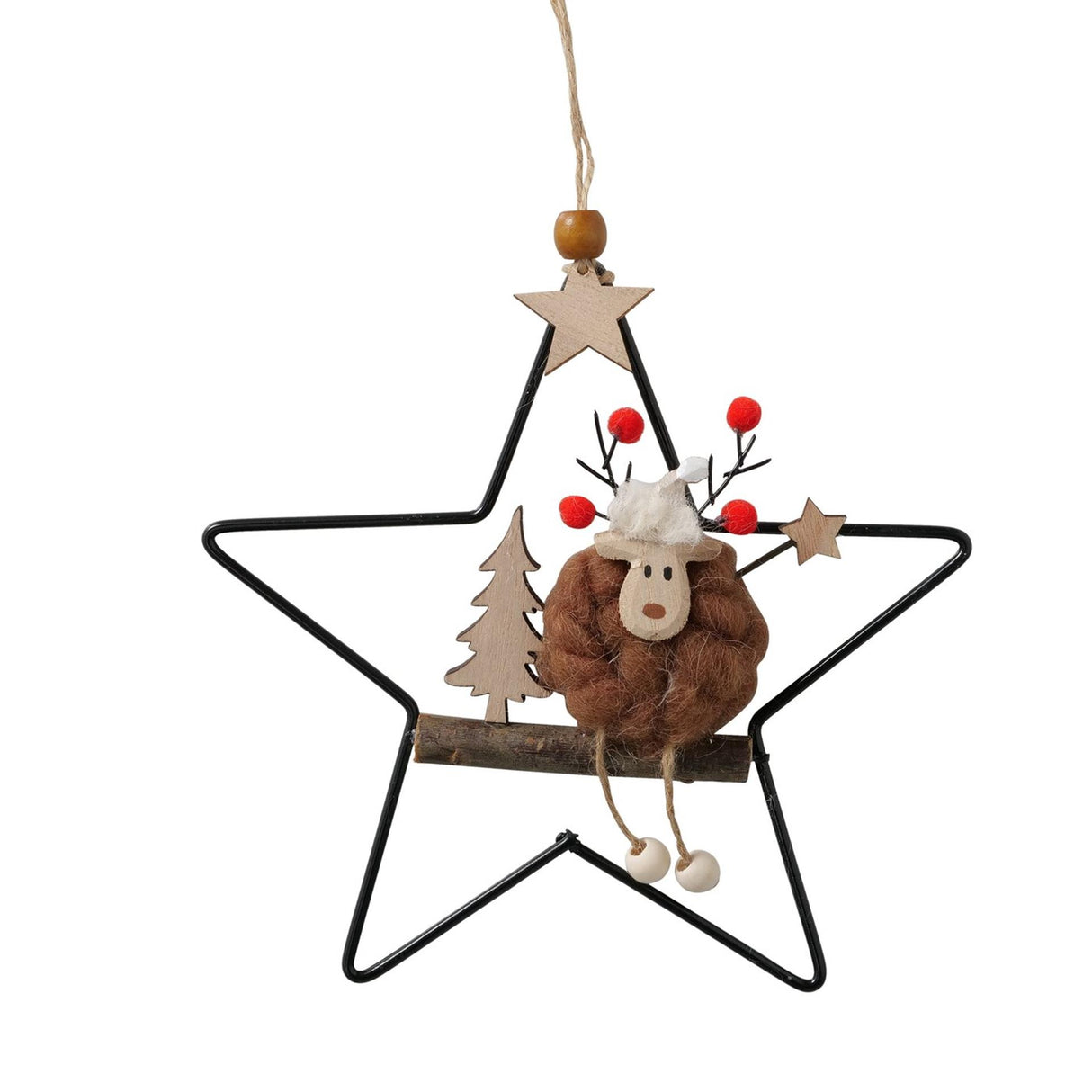 Boltze home kersthanger hert in metalen ster h18cm