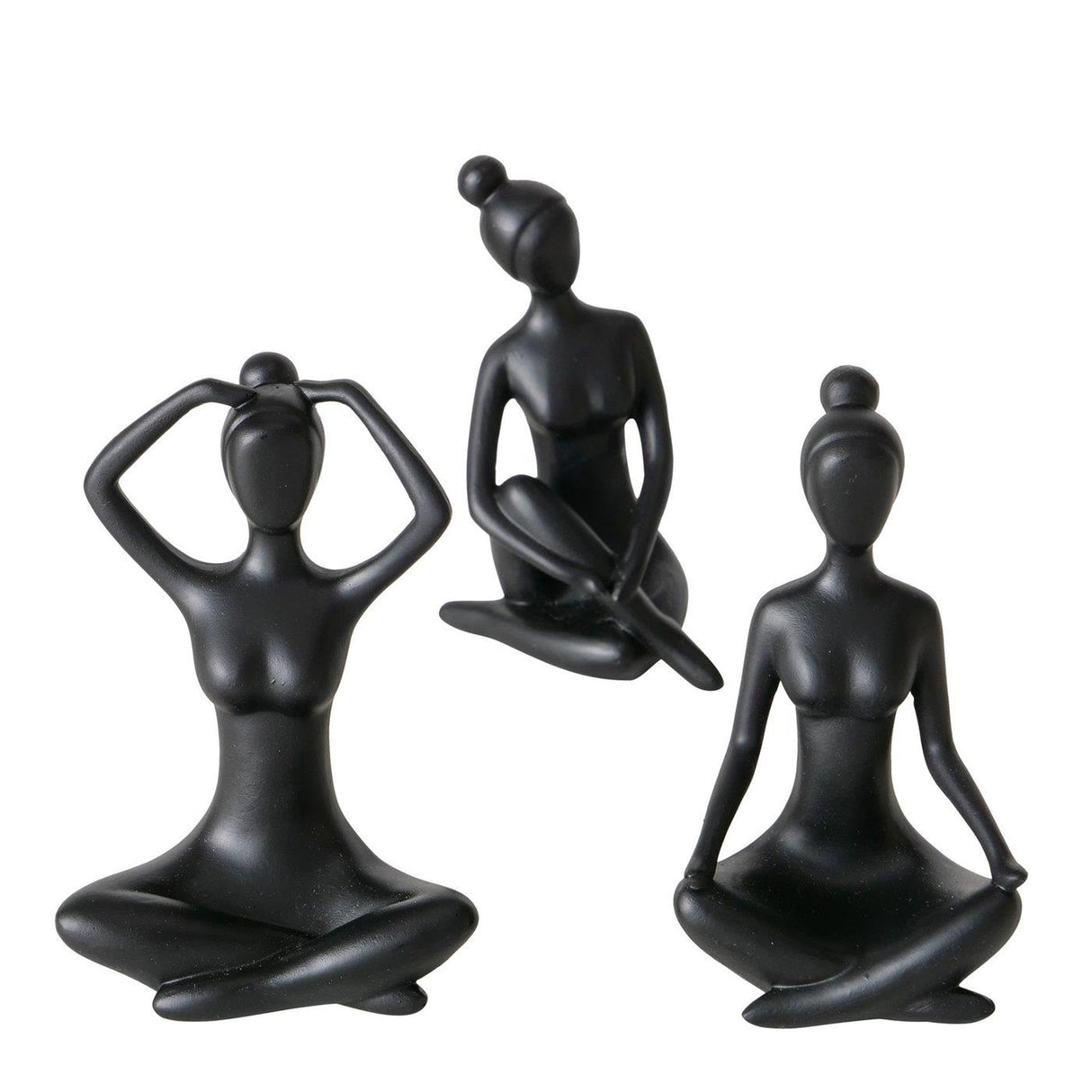 Boltze home beeld yoga vrouw zwart keramiek h10cm