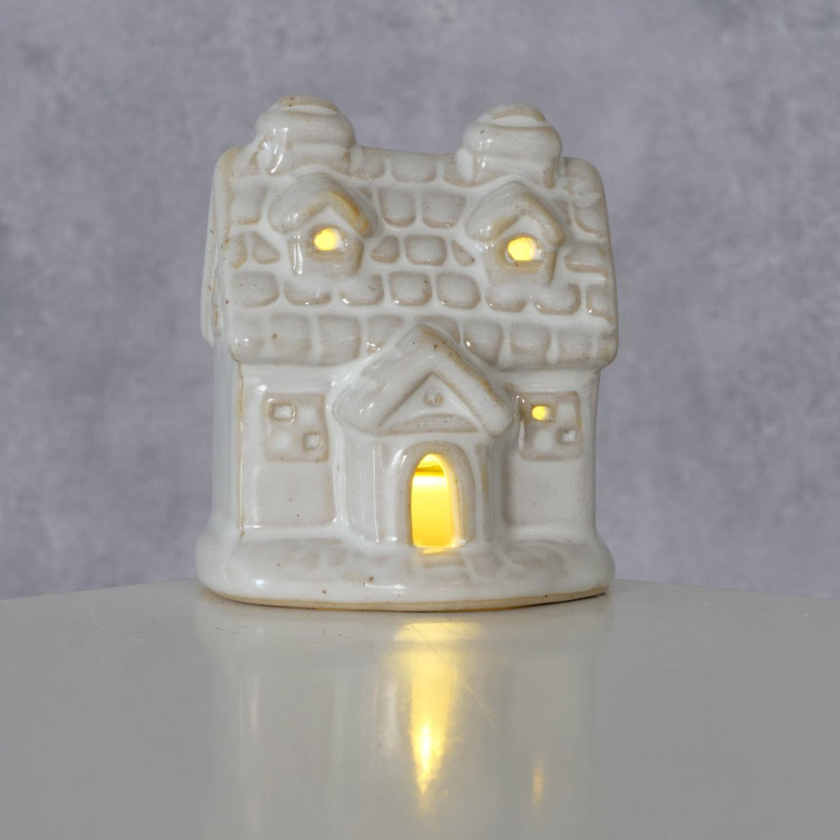 Boltze home deco huis cristo steen met led h7cm wit
