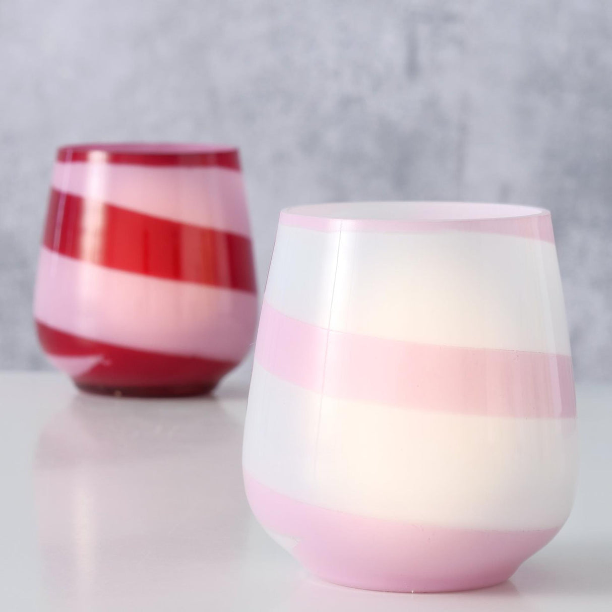 Boltze home windlicht streep roze 8,5cm