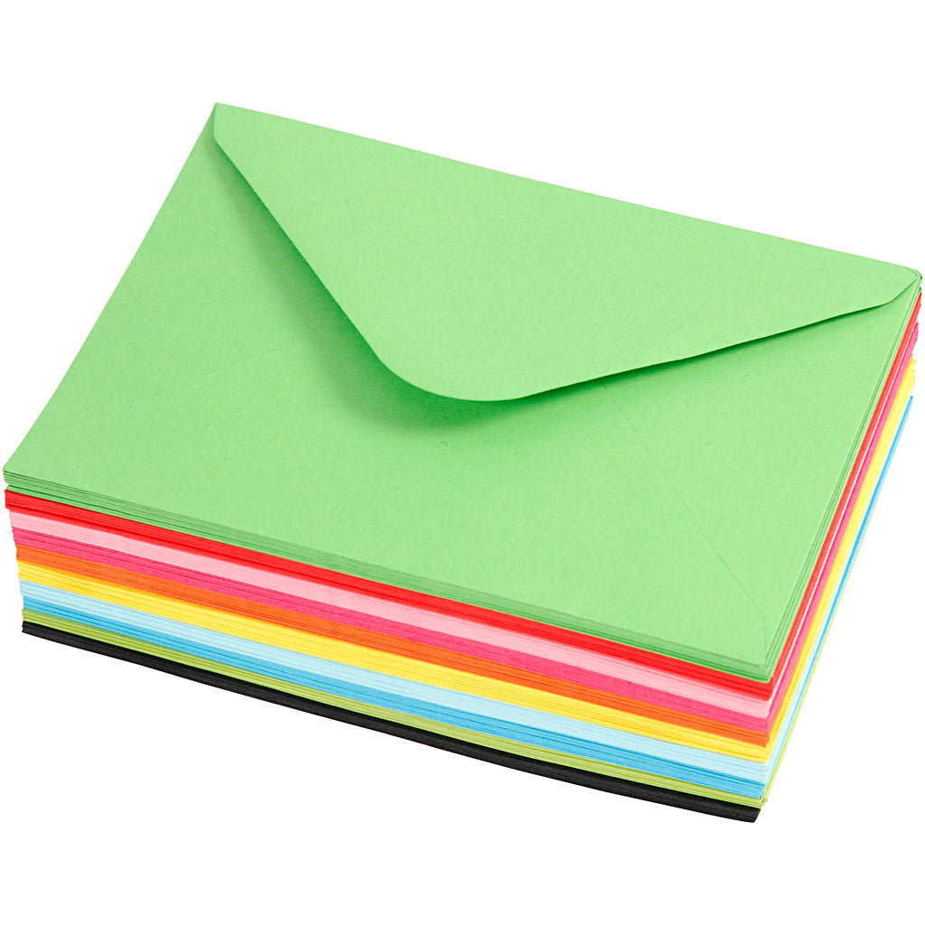 Creativ company colored envelopes, envelope size 11.5x16 cm, 80 gr, various colors, 10x10 pieces 1 box