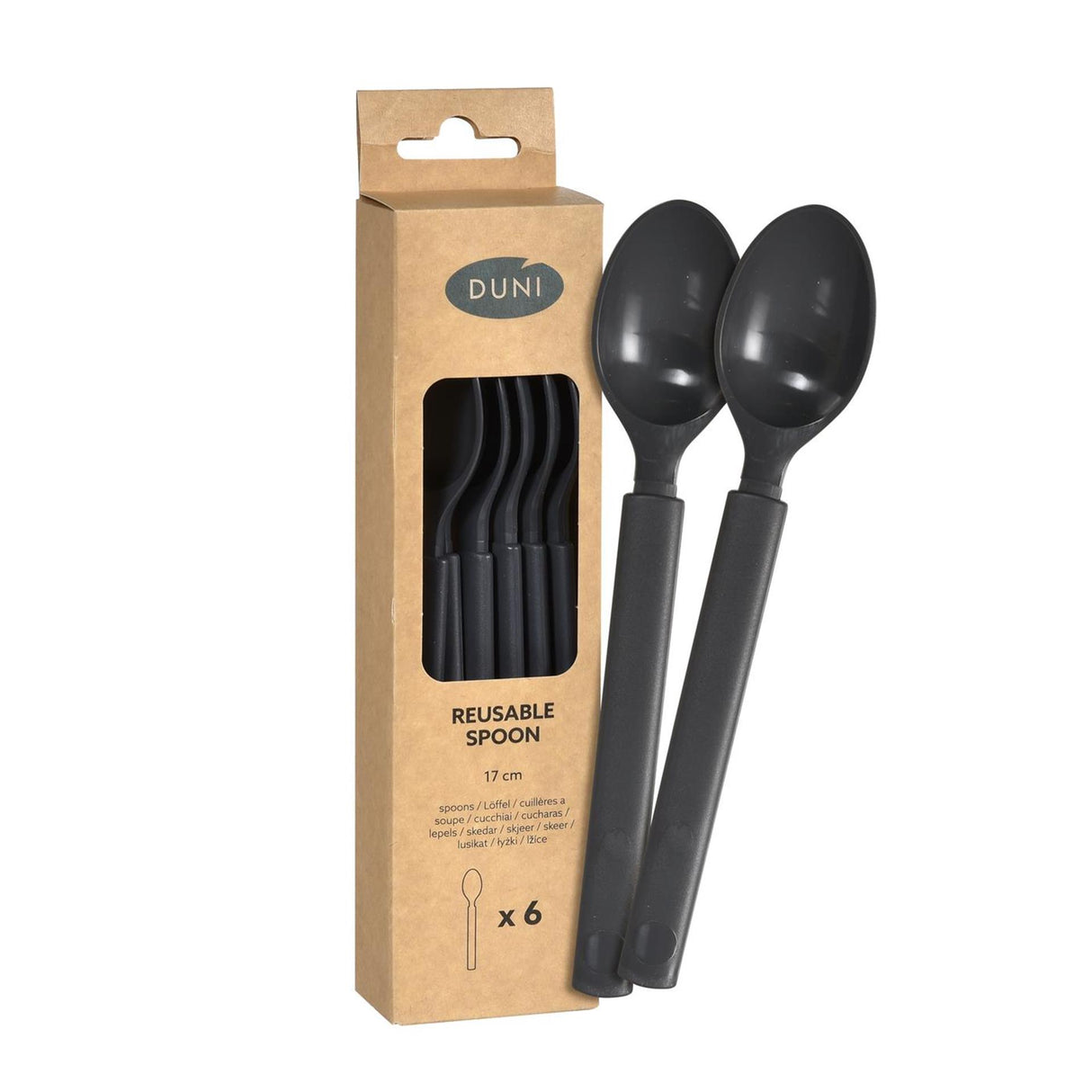 Duni plastic spoons granite 17cm 6 pcs