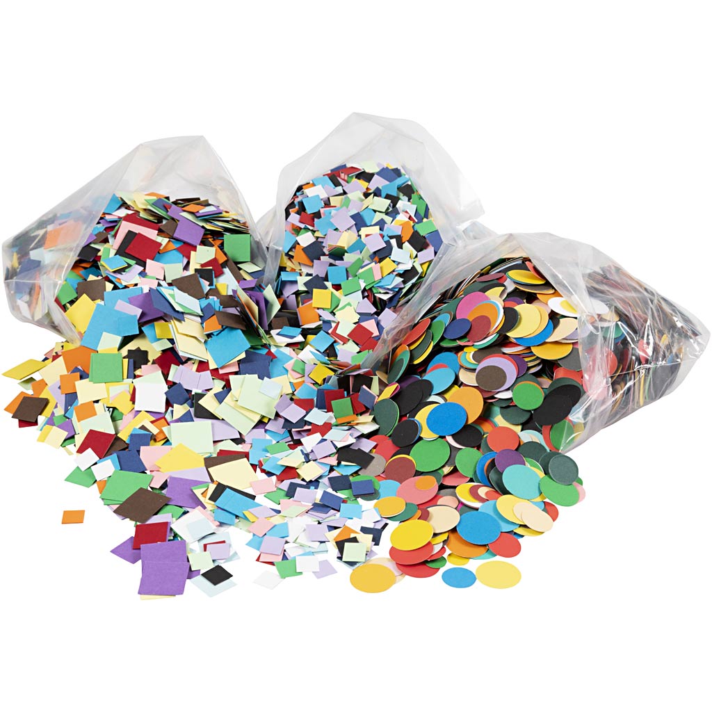 Creativ company cardboard mosaic, dimensions 10+15+20 mm, approx. 80,000 pieces, various colors, 8x180 gr 1 box