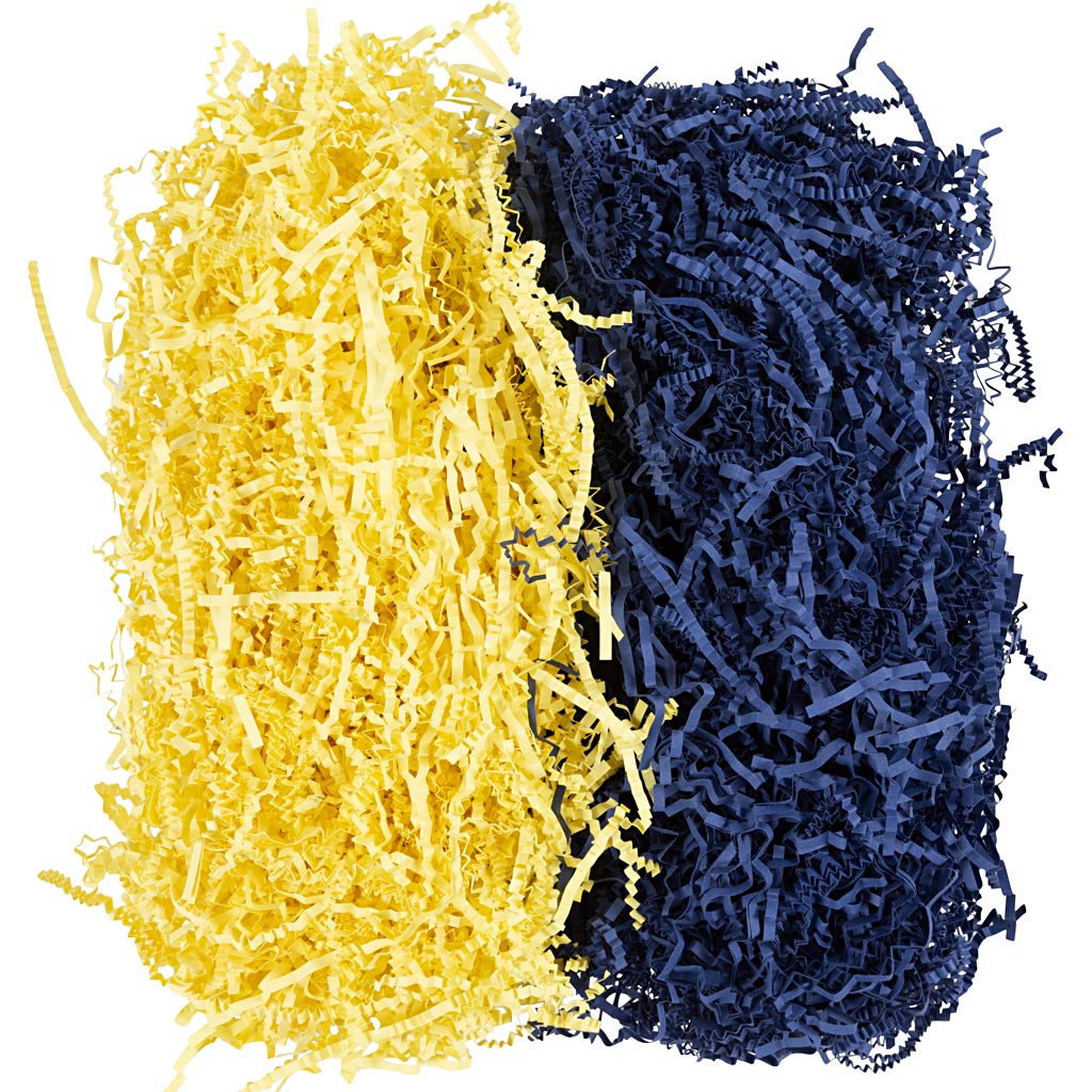 Carta stropicciata Creativ company, l: 25-30 cm, l: 3 mm, blu scuro, giallo, 2x50 g 1 scatola