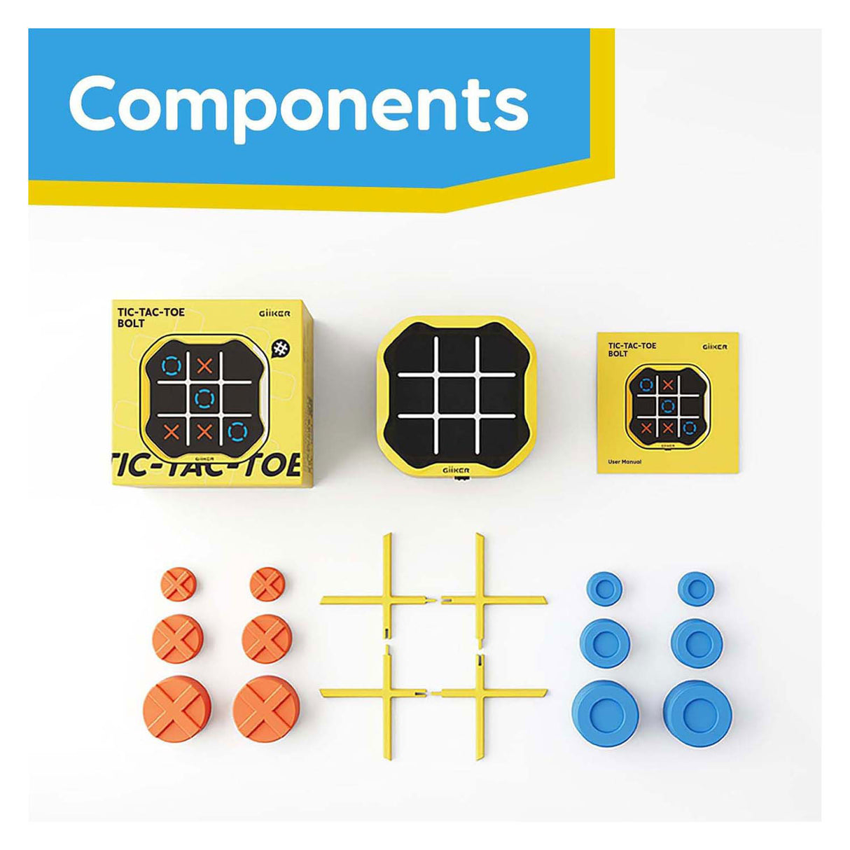 Giiker tic-tac-toe bolt spel - geel