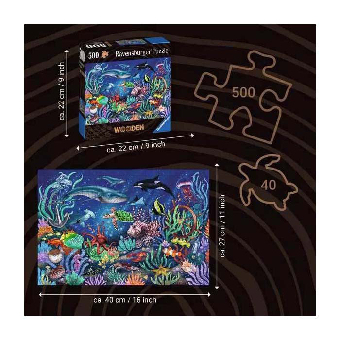 Puzal Adhmaid Ravensburger Faoin Farraige, 500 ríomhaire.