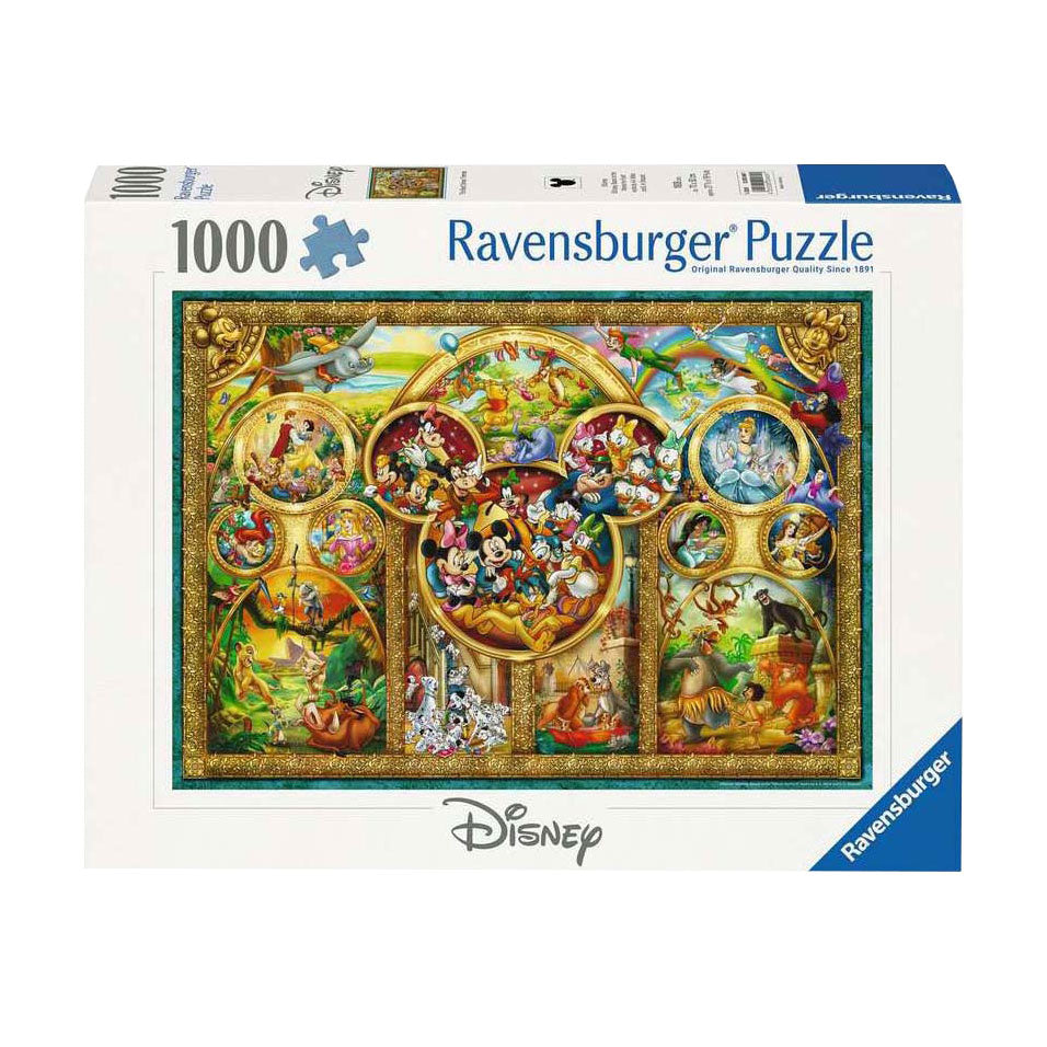 Míreanna mearaí Ravensburger na téamaí Disney is áille, 1000 ríomhaire.