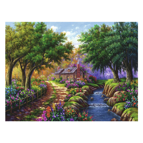 Ravensburger jigsaw puzzle cottage by the river, 1500 pcs.