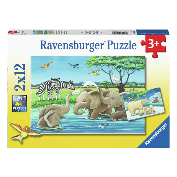 Ravensburger Jigsaw Puzzle Młode zwierzęta z całego świata, 2x12 PCS.