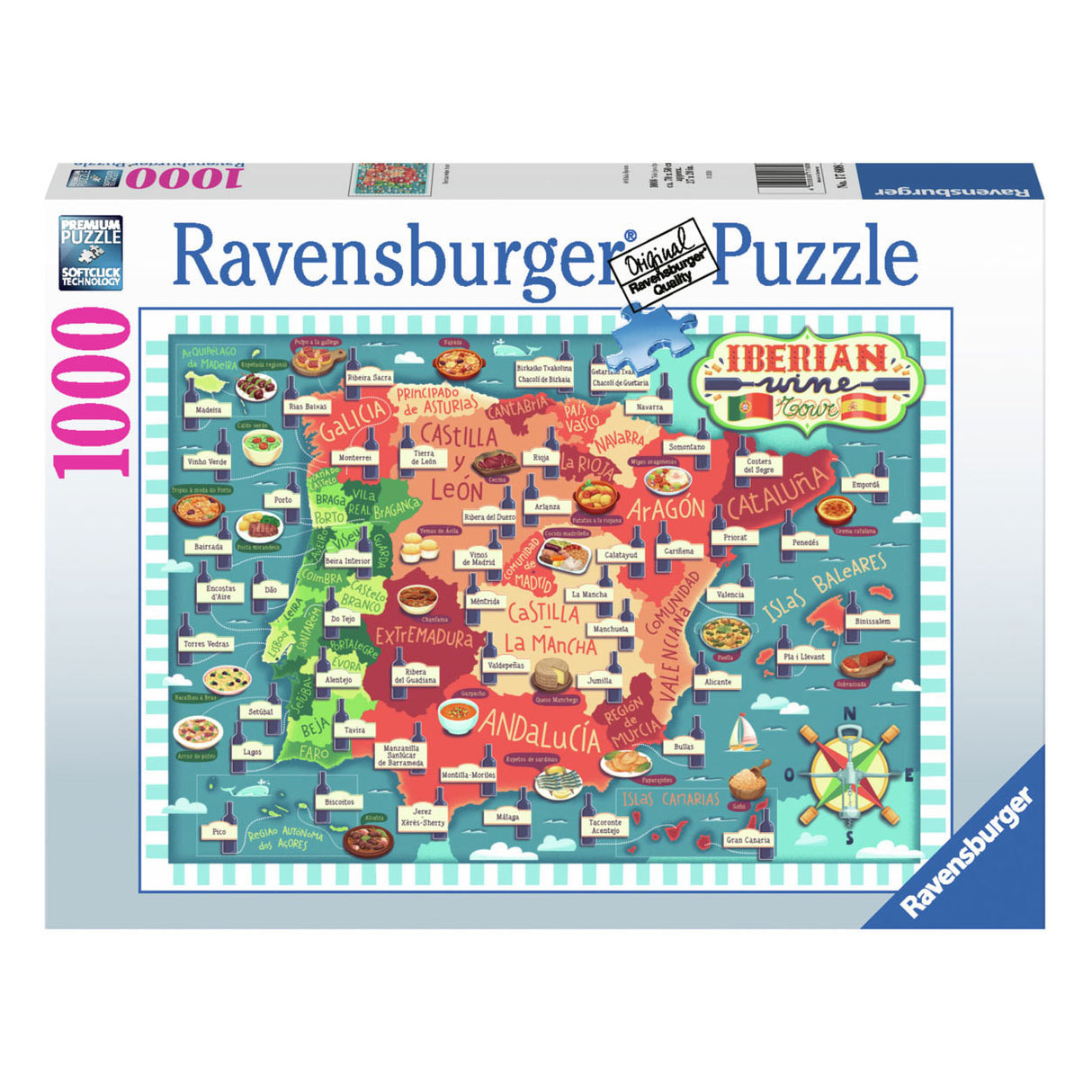 Ravensburger pusselkarta över Iberia-viner, 1000 st.