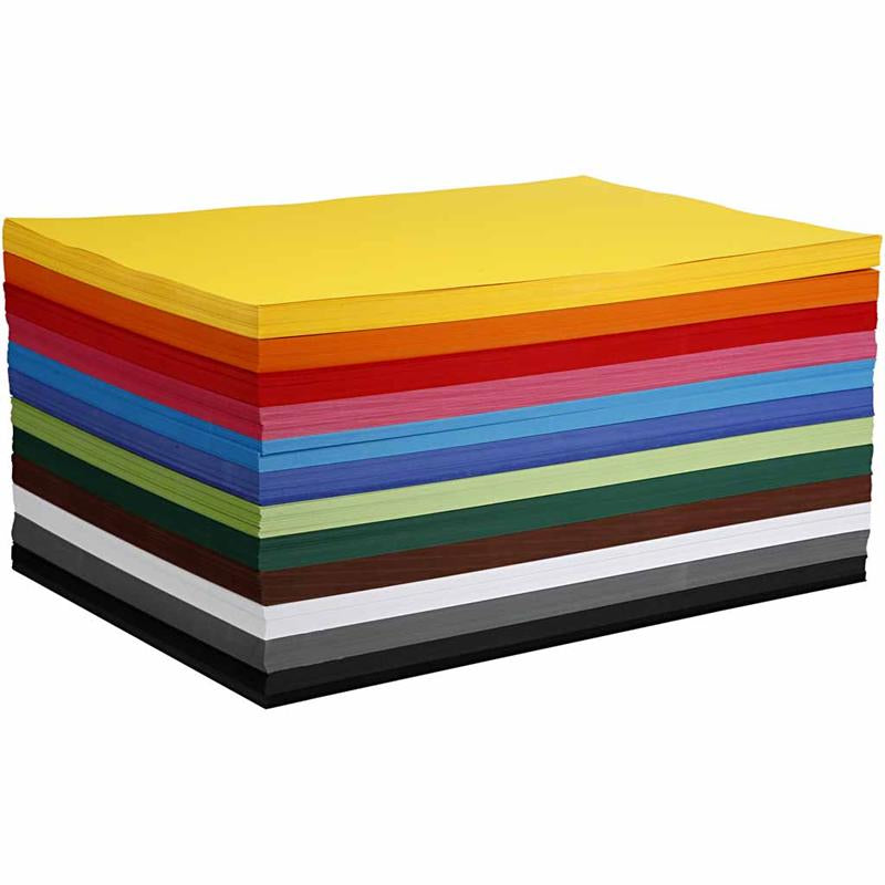 Colortime colored cardboard, A2, sheet 420x594 mm, 180 g, various colors, 120 various sheets 1 box