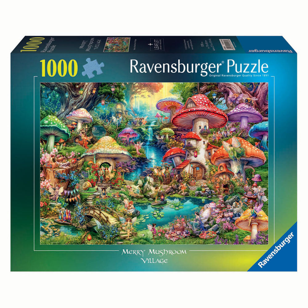 Puzal mearaí Ravensburger sráidbhaile muisiriún sona, 1000 ríomhaire.