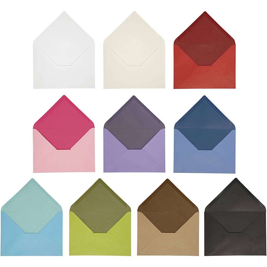 Creativ company envelopes, envelope size 11.5x16 cm, contents may vary, 100 gr, various colours, 30 box 1 box