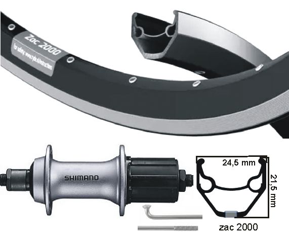 Kgs rear wheel 26 inch (559) zac 2000 black silver cassette 8-10 sp dropout