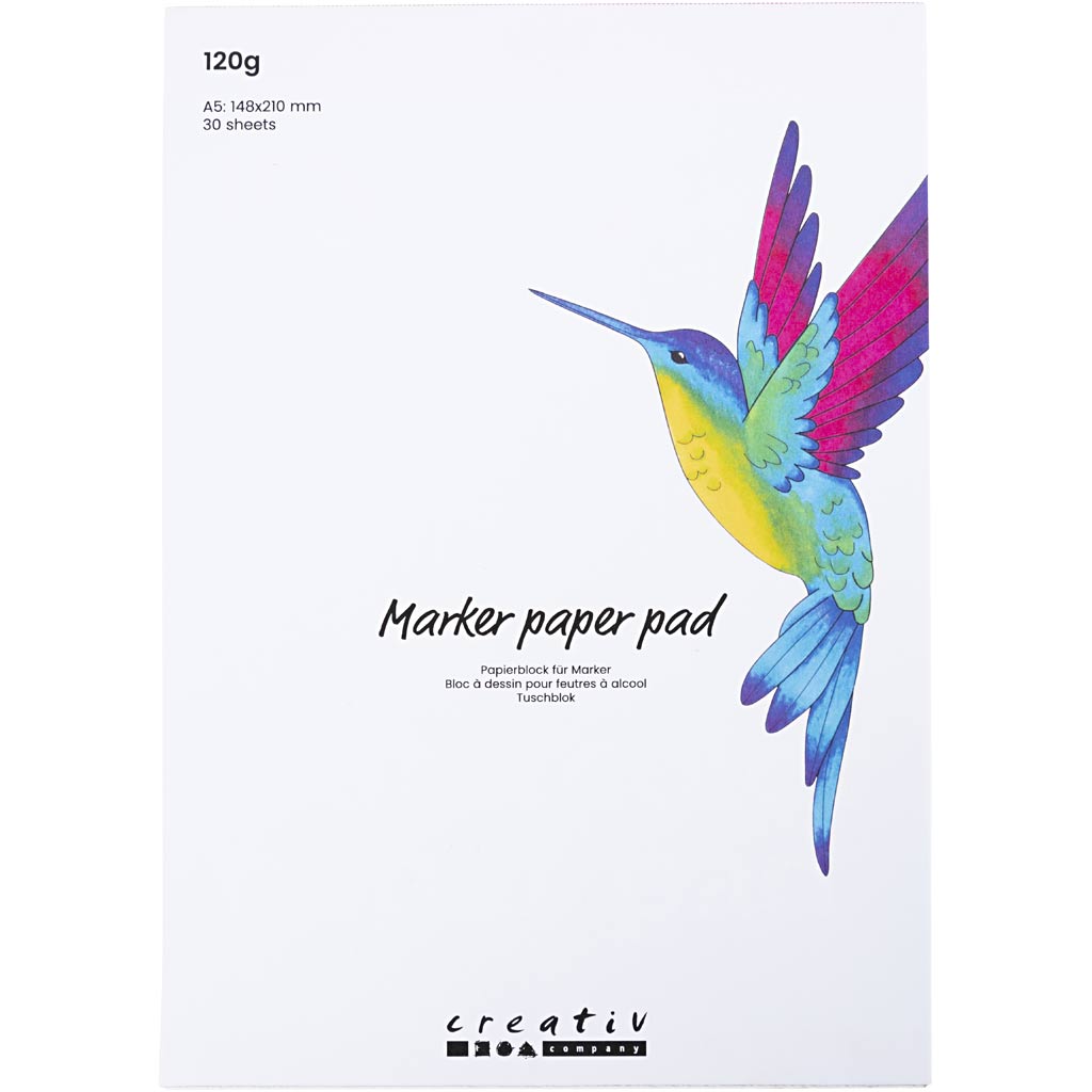 Creativ company paper pad for markers, A5, sheet 148x210 mm, 120 g, white, 30 sheets 1 box