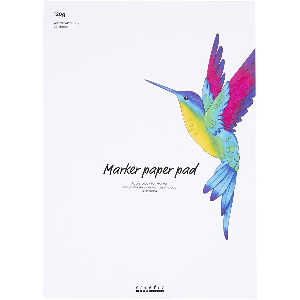 Creativ company paper pad for markers, A3, sheet 297x420 mm, 120 g, white, 30 sheets 1 box