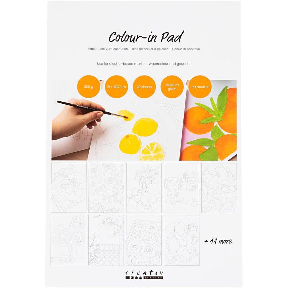 Creativ company color block paper, A4, sheet 210x297 mm, cold-pressed, medium grain, 300 g, white, 20 sheets 1 piece