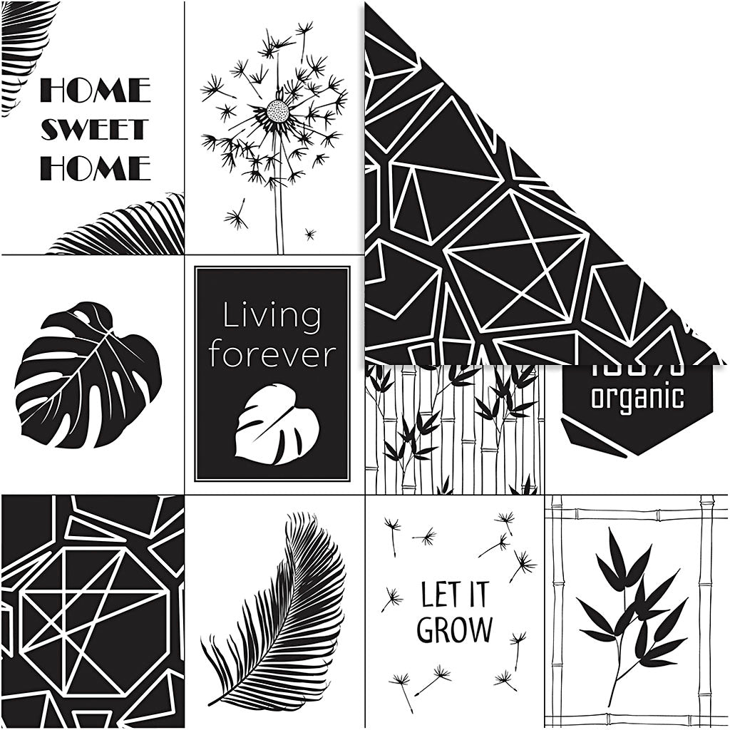 Vivi Gade design paper, leaf pattern, 180 g, 5 sheets, 1 box