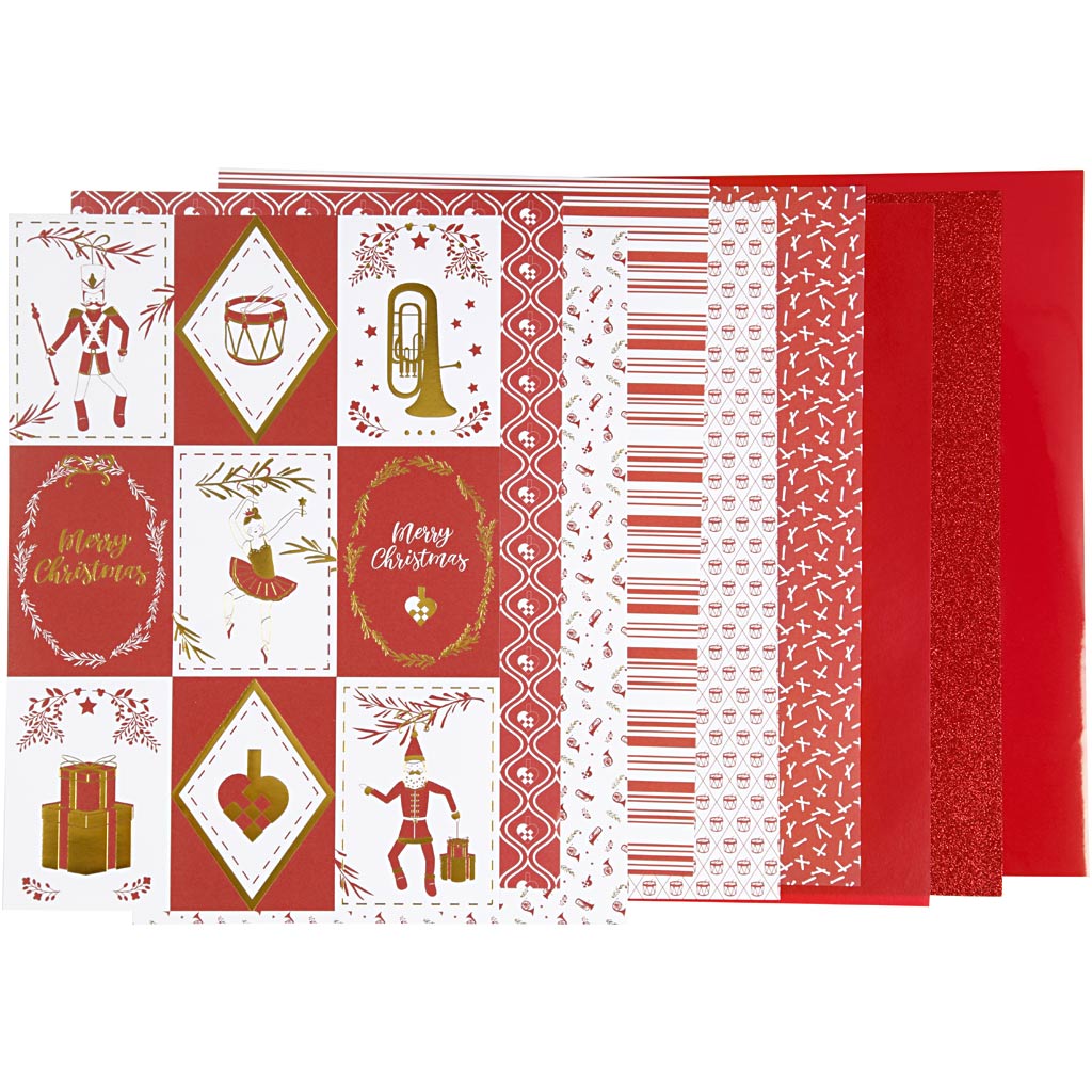Vivi gade design papierblok, afm 21x30 cm, 120+128 gr, rood, wit, 24 vel 1 doos