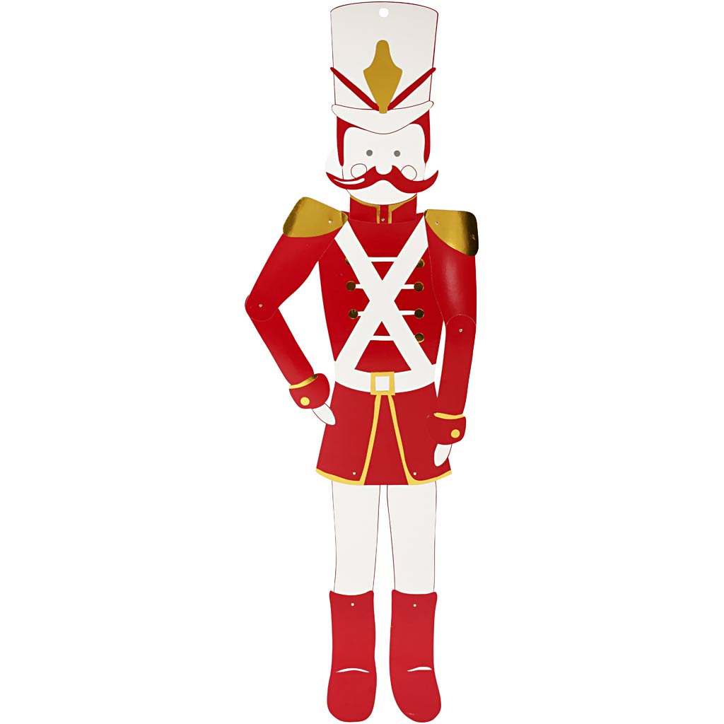 Vivi Gade Nutcracker, h: 110 cm, w: 30 cm, 300 g, gold, red, white, 1 piece