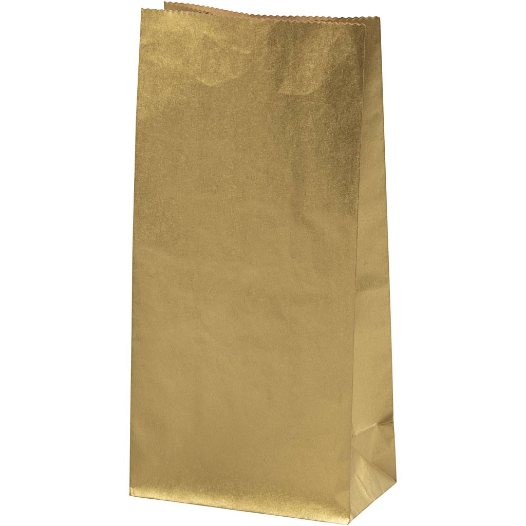 Creativ company paper bags, h: 22.5 cm, size 6.5x11 cm, 50 g, gold, 100 pieces 1 box