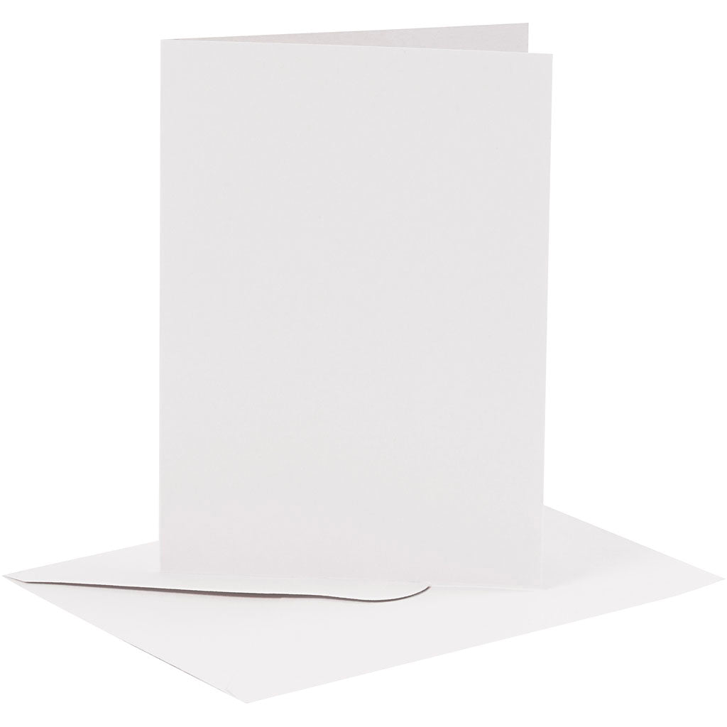 Kaarten en enveloppen, afmeting kaart 10,5x15 cm, afmeting envelop 11,5x16,5 cm, 110+230 gr, wit, 6 set 1 doos