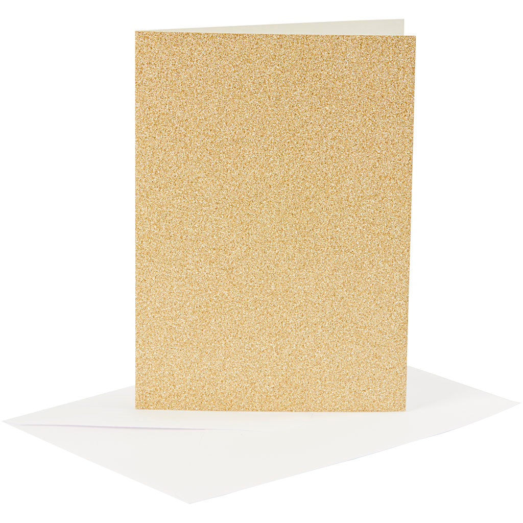 Creativ company cards and envelopes, card size 10.5x15 cm, envelope size 11.5x16.5 cm, glitter, 120+250 gr, gold, 4 sets 1 box