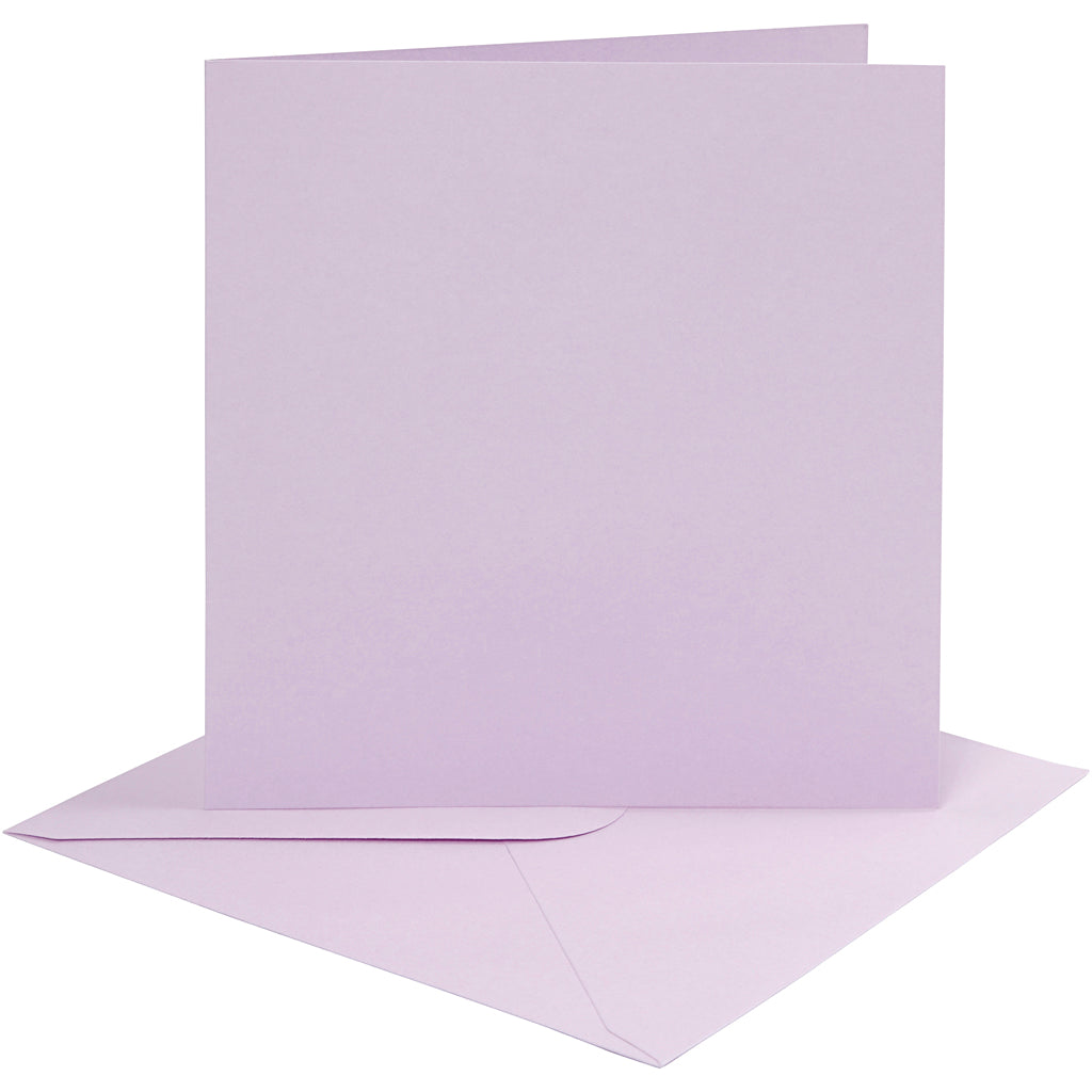 Creativ company cards and envelopes, card size 15.2x15.2 cm, envelope size 16x16 cm, 210 gr, light purple, 4 sets in 1 box