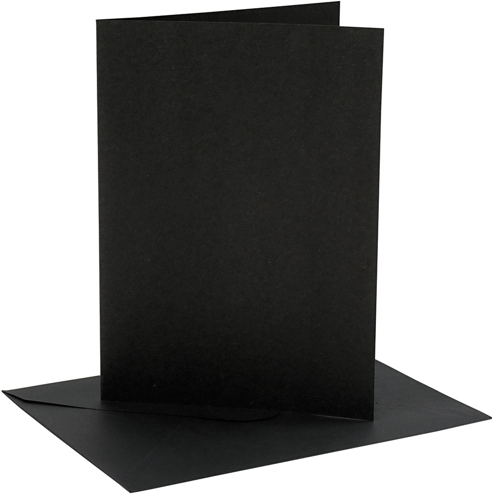 Creativ company cards and envelopes, card size 12.7x17.8 cm, envelope size 13.3x18.5 cm, 230 gr, black, 4 sets in 1 box