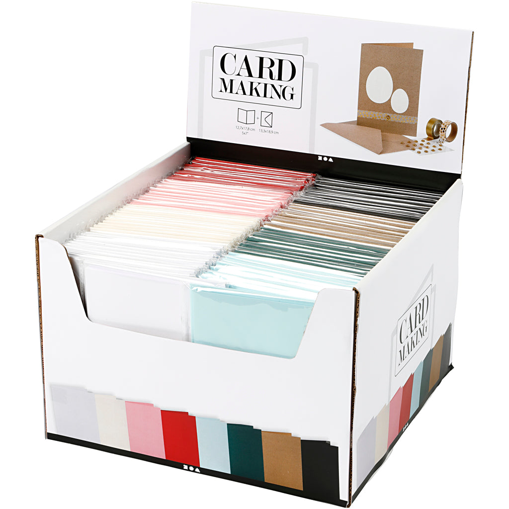 Creativ company cards and envelopes, card size 12.7x17.8 cm, envelope size 13.3x18.5 cm, 230 g, various colors, 8x10 box 1 box