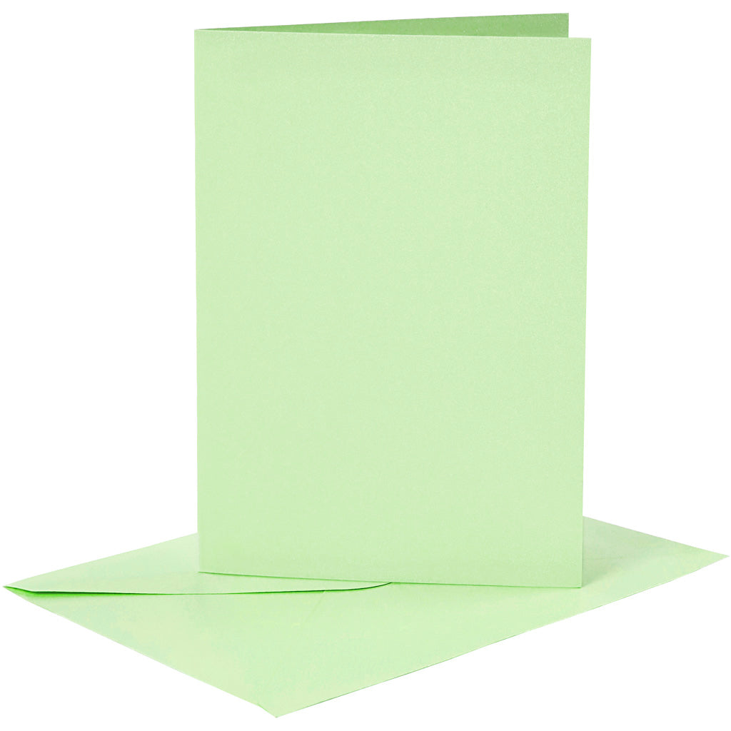 Creativ company cards and envelopes, card size 10.5x15 cm, envelope size 11.5x16.5 cm, 120+210 gr, light green, 6 sets 1 box