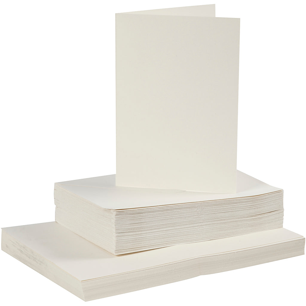 Creativ company cards and envelopes, card size 10.5x15 cm, envelope size 11.5x16.5 cm, 110+220 gr, off-white, 50 sets 1 box