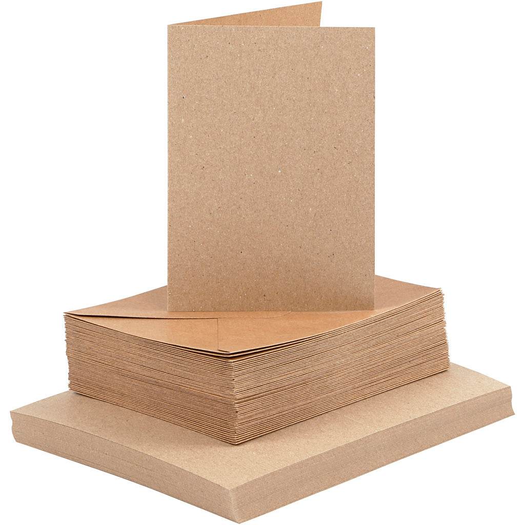 Creativ company cards and envelopes, card size 10.5x15 cm, envelope size 11.5x16.5 cm, 120+240 gr, natural, 50 sets 1 box