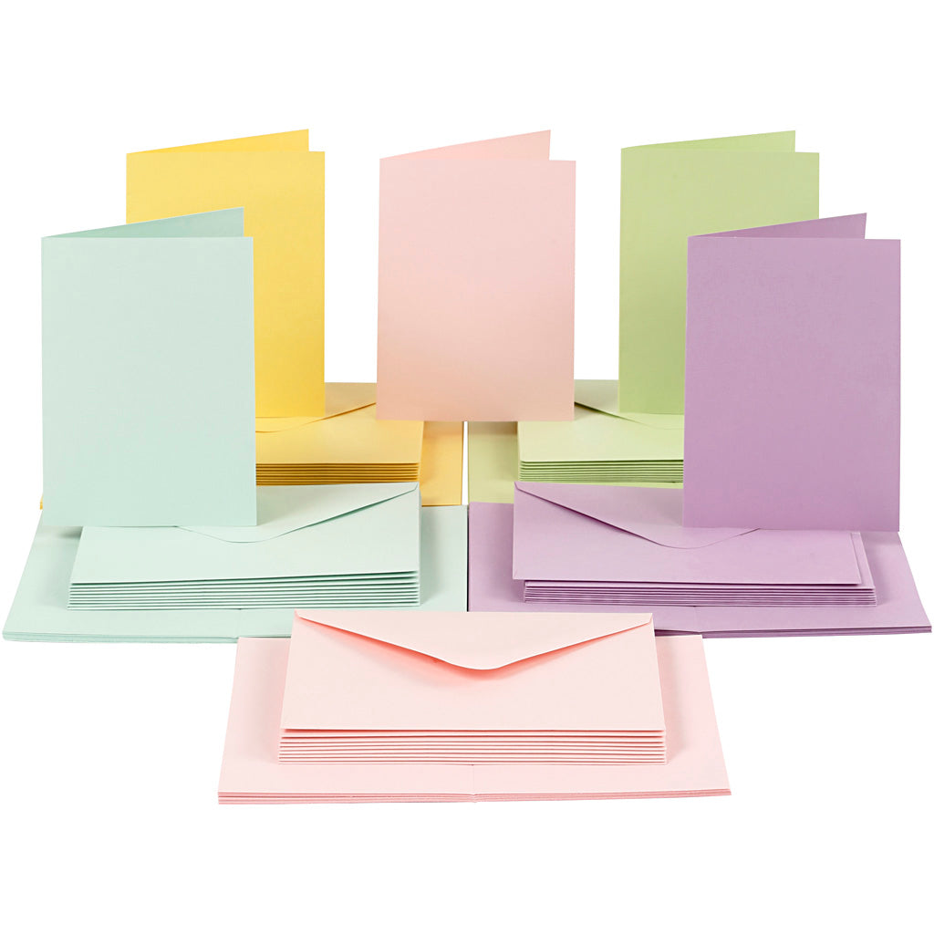 Tarjetas de compañía de creativ y sobres colores pastel, 50 sets
