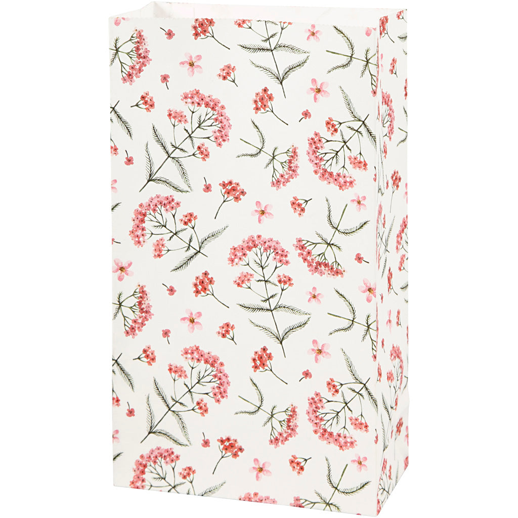 Vivi Gade paper bags, flowers, h: 21 cm, dim: 6x12 cm, 80 g, 8 pieces 1 box