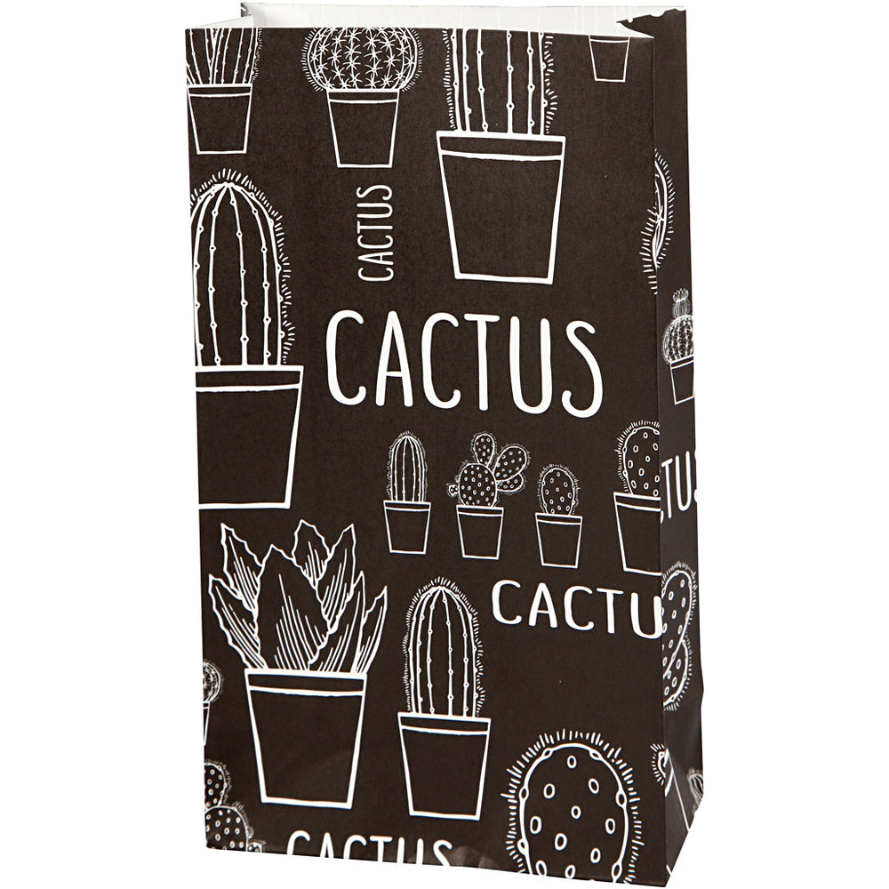 Vivi Gade paper bags, cactus, h: 21 cm, dim: 6x12 cm, 80 g, 8 pieces 1 box