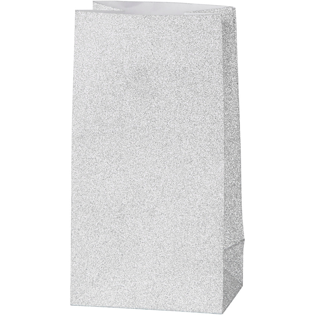 Vivi gade papieren zakken, h: 17 cm, afm 6x9 cm, 120 gr, zilver, 8 stuk 1 doos