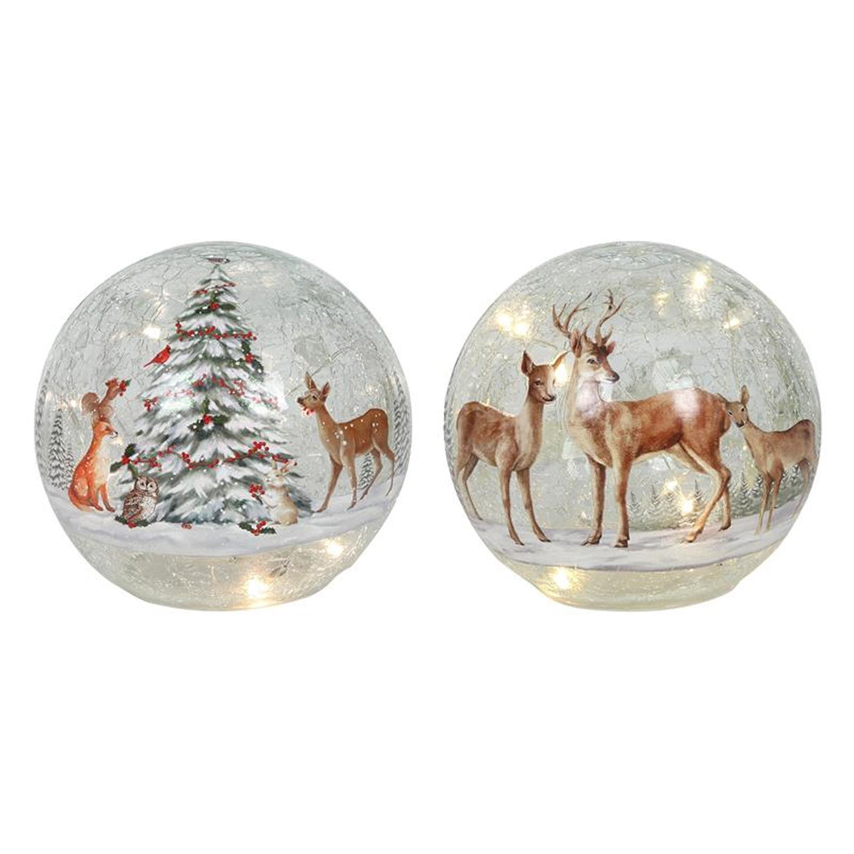 Svenska living bal glas kerst rendier 15cm 10led