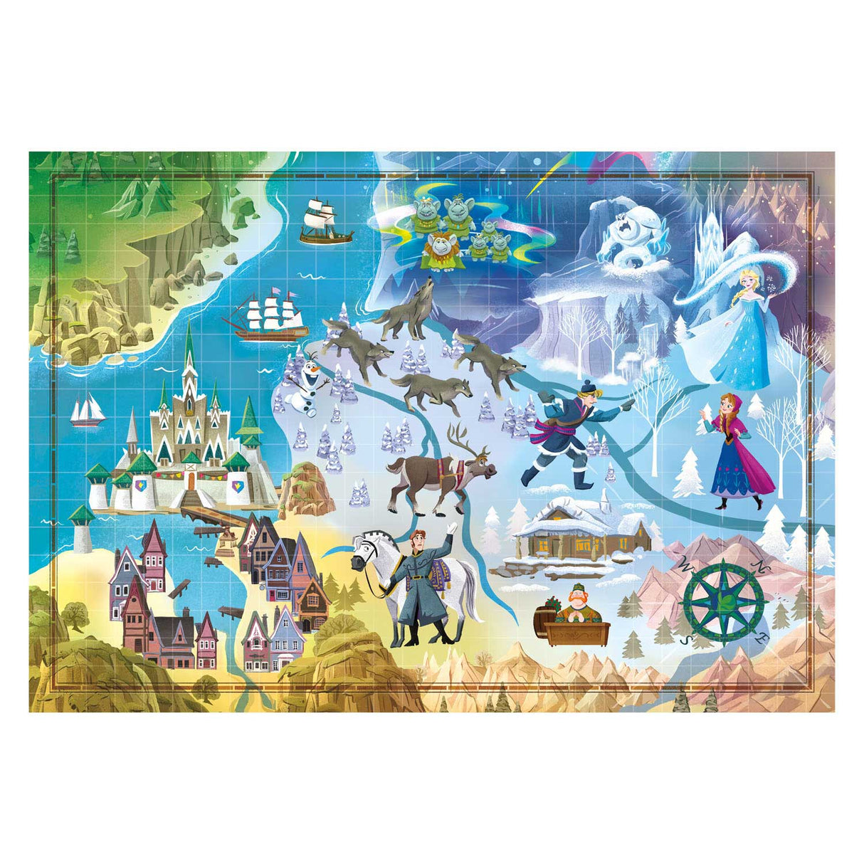 Clementoni World Map Puzzle Disney Frozen, 1000st.