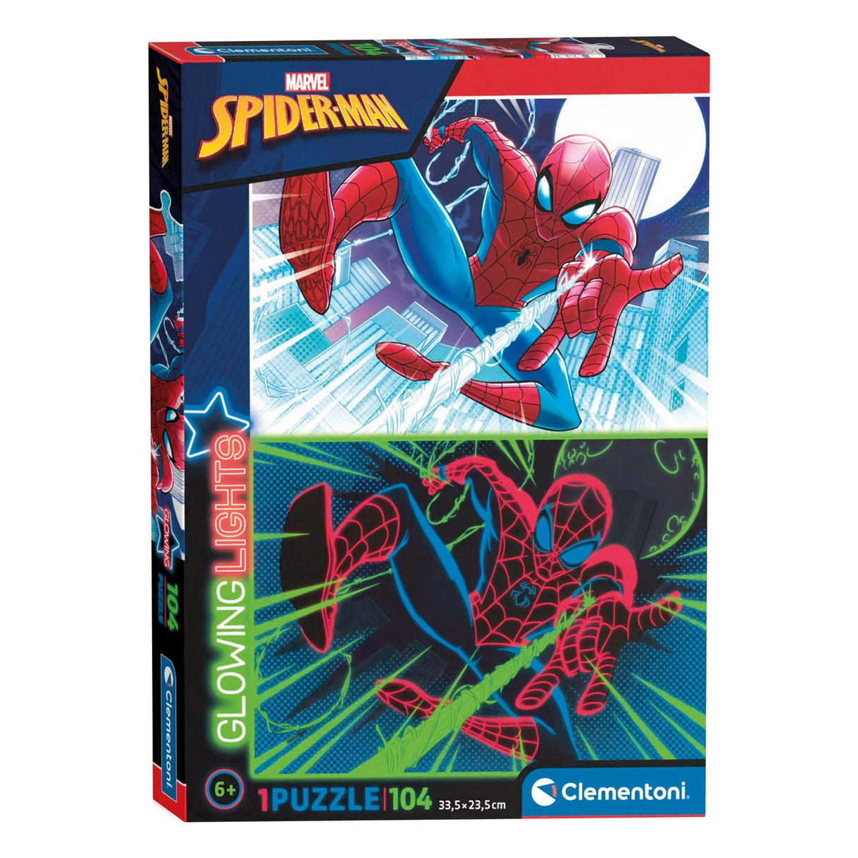 Clementoni glow w ciemnej puzzle Spiderman, 104st.