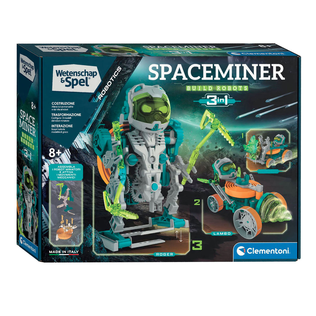 Clementoni Science and Games - Jeu de construction 3 en 1 robotique Space Miner
